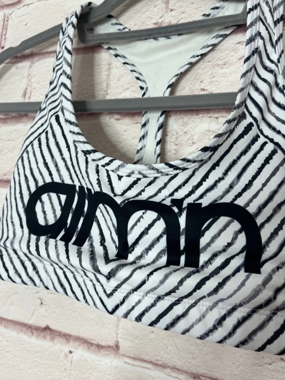 Aim’n Cirkus Logo Striped Racerback Sports Bra Like New Small